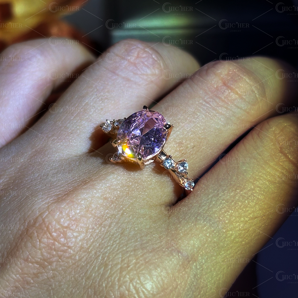 3ct Oval Cut Pink Sapphire Engagement Ring
