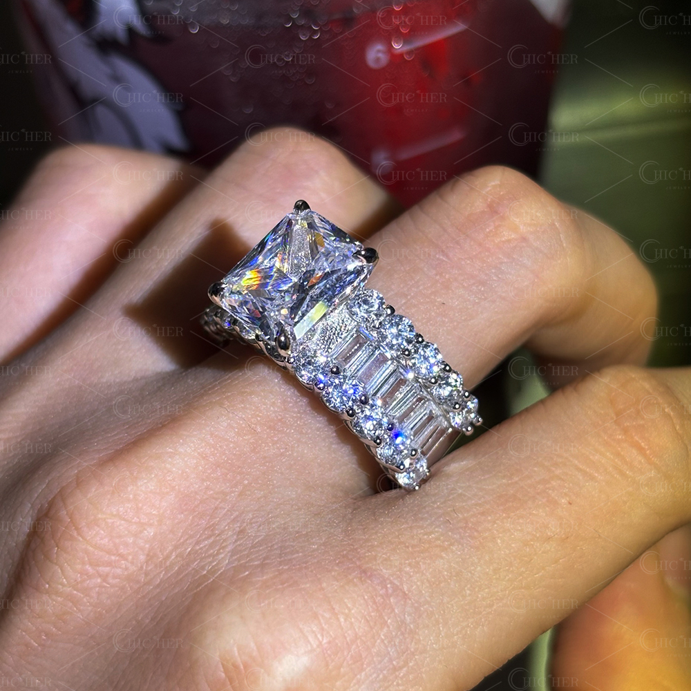 5.5ct Radiant Cut White Sapphire Engagement Ring