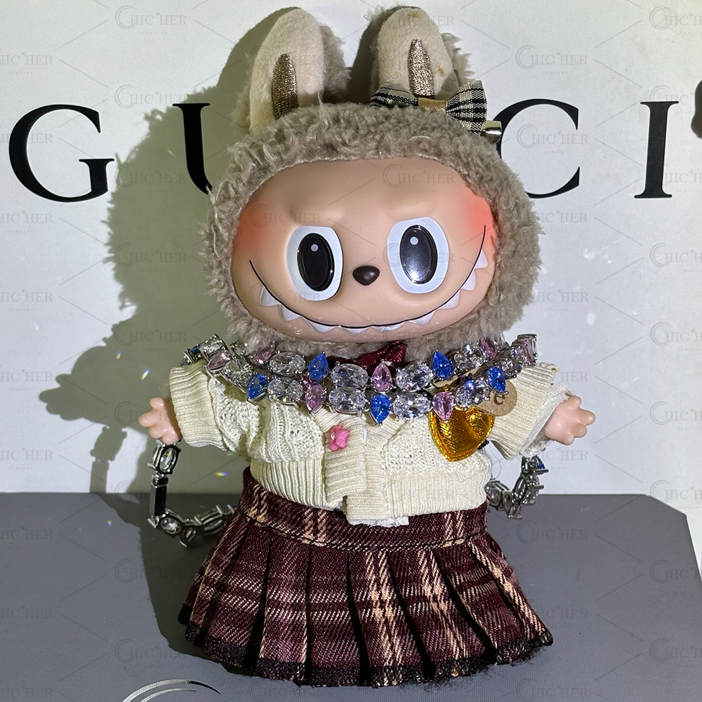 Pear&Oval Cut Rainbow Sapphire Men's Necklace