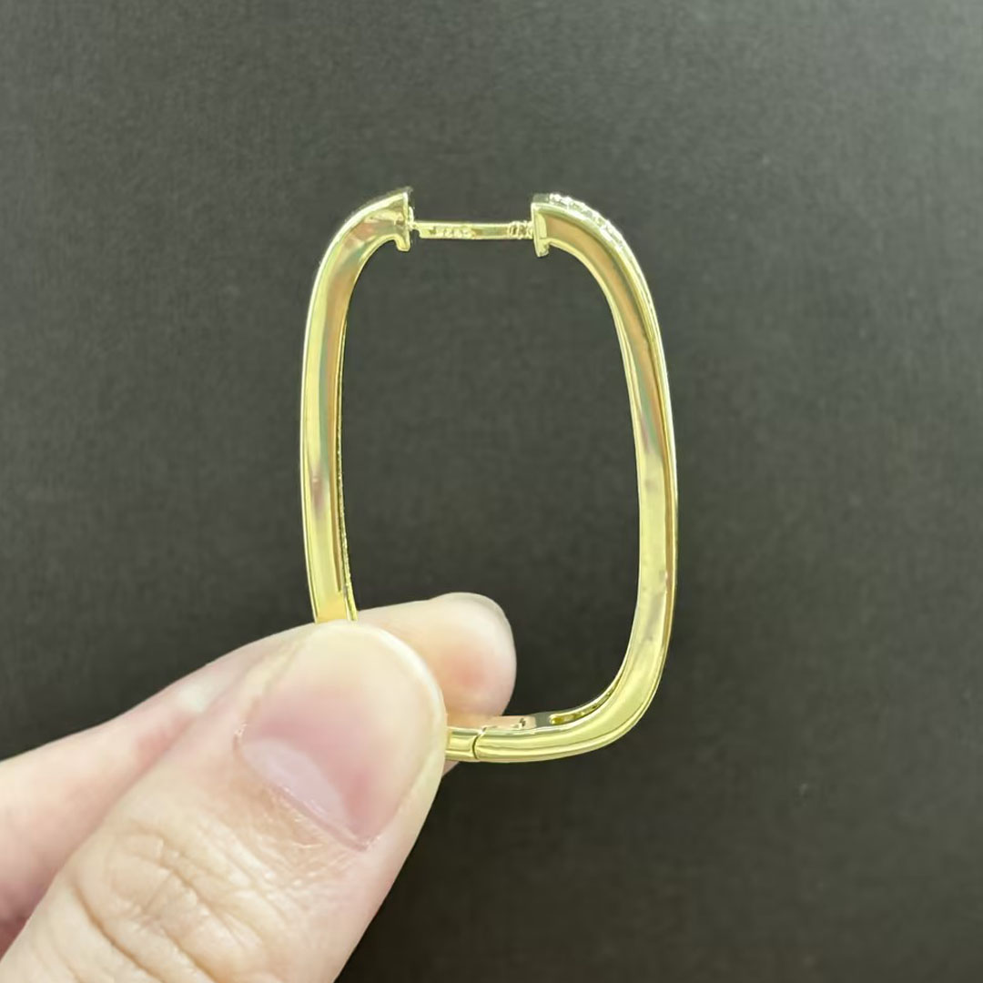 Emerald&Trapezoid Cut White Sapphire Hoop Earrings