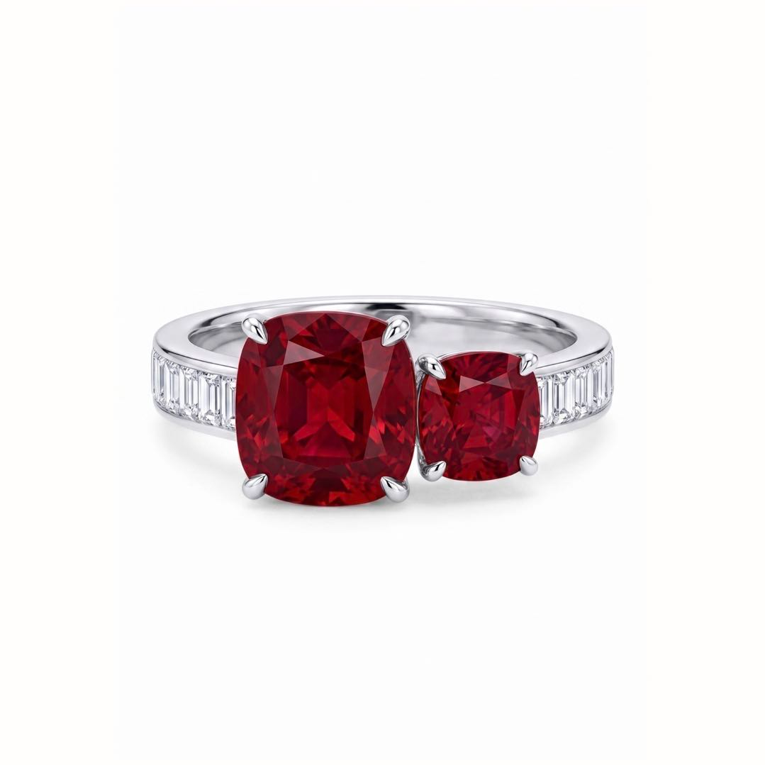 Original Design - Double-stone Ruby Sapphire Engagement Ring