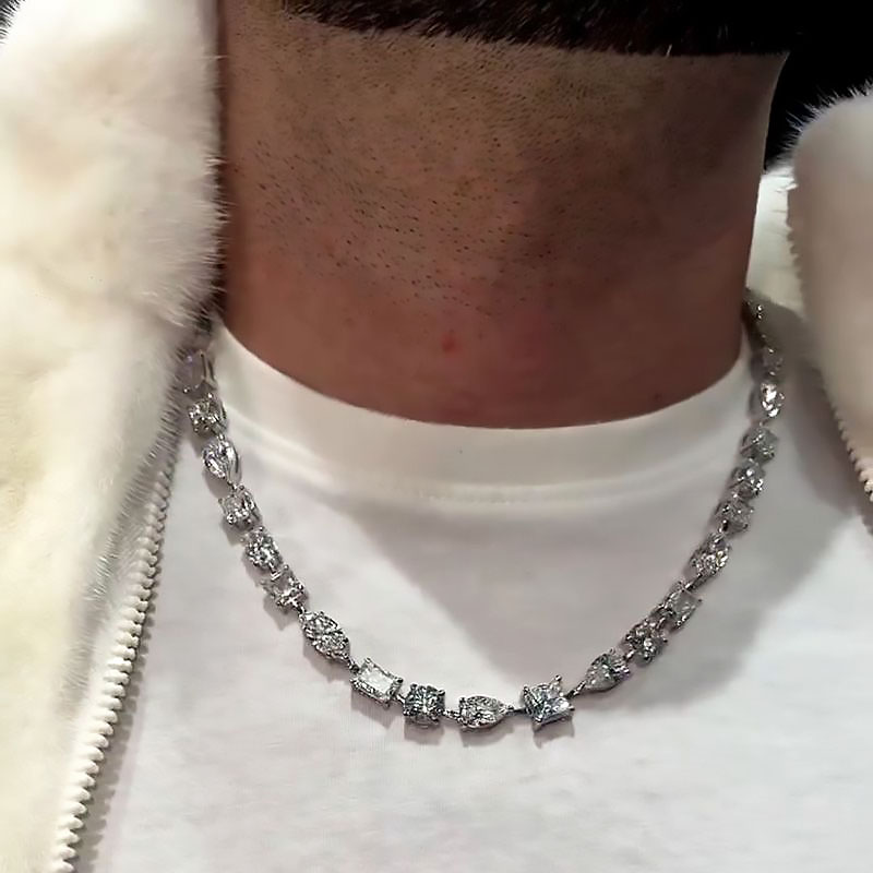 Multi-Cut White Sapphire Men's Necklace