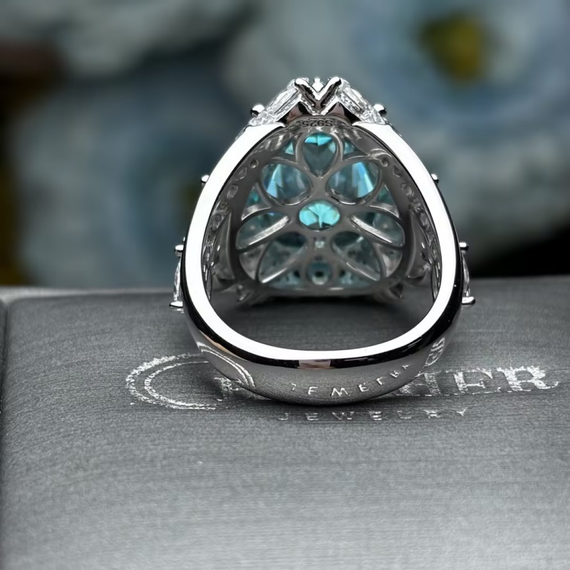 6ct Pear Cut Paraiba Men's Ring