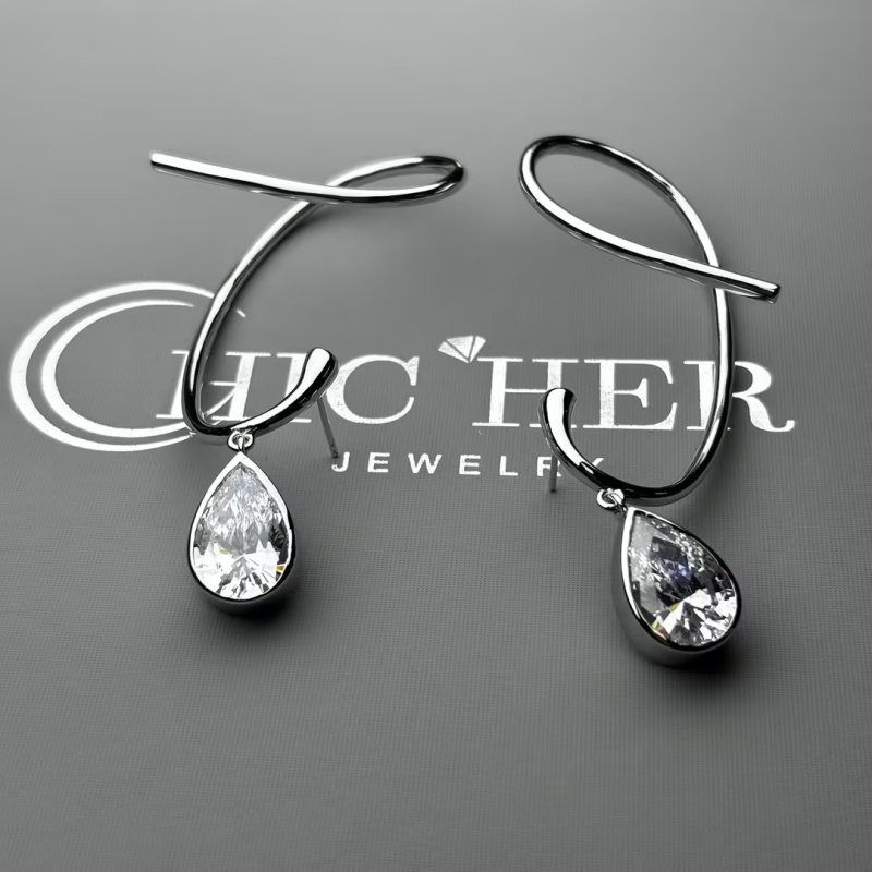 3ct Pear Cut Multi Color Sapphire Twist Hoop Ear Cuff Drop Earrings (3 Color Options)