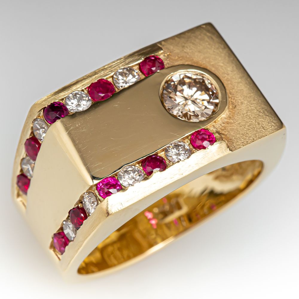 Art Deco 0.5ct Round Cut White Sapphire Men's Wedding Band