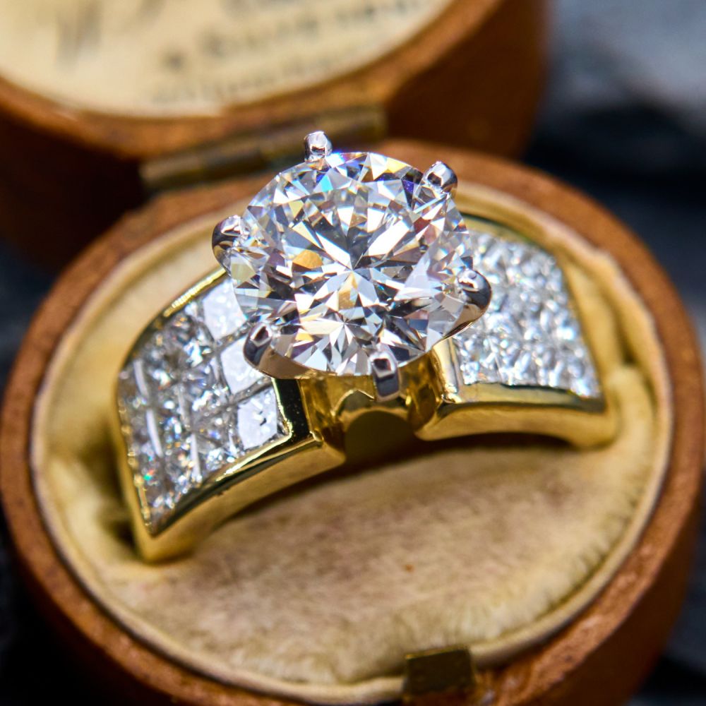 Invisible Setting 3ct Round Cut White Sapphire Engagement Ring