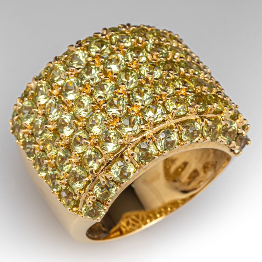 Micro Pave Setting 5.8ct Round Cut Peridot Sapphire Wedding Band
