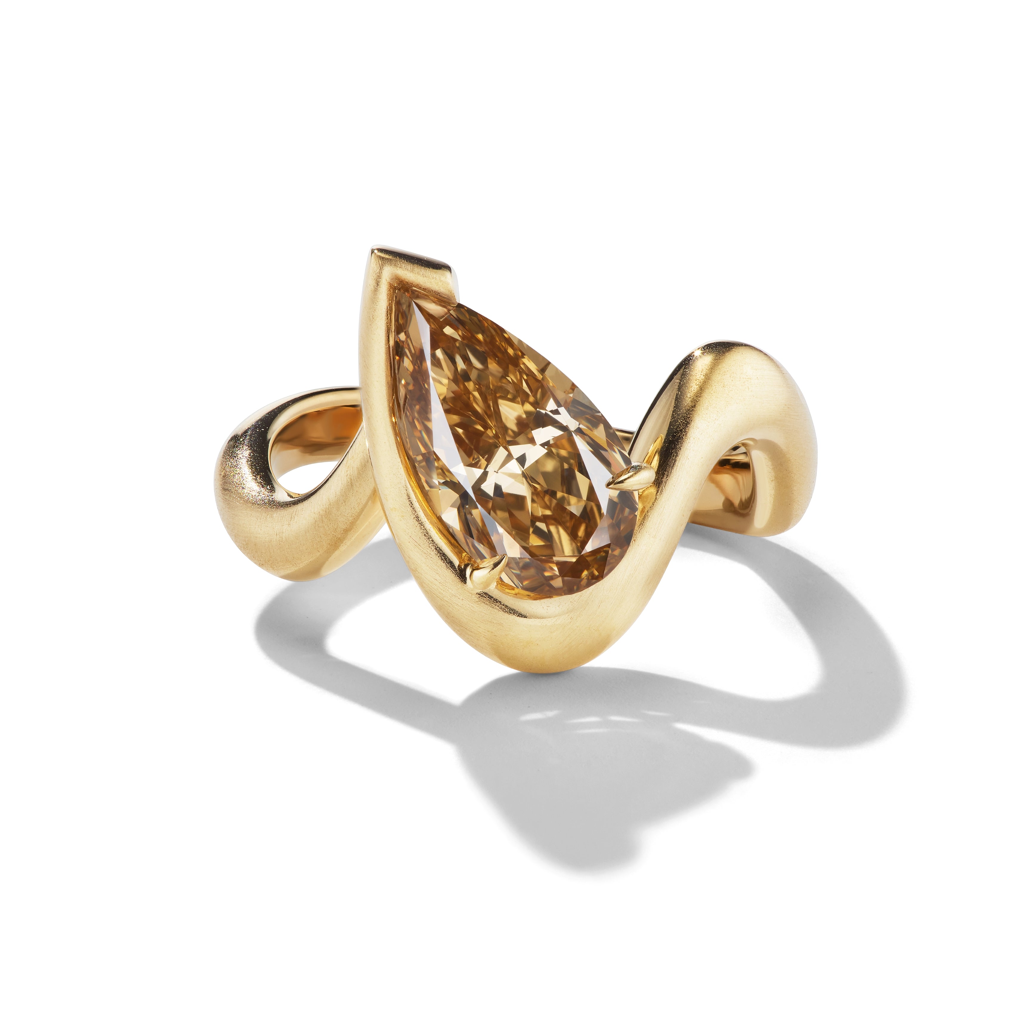 3ct Pear Cut Champagne Sapphire Engagement Ring