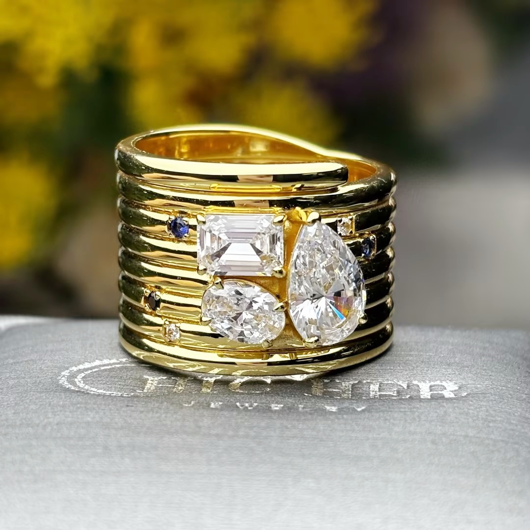 Original Design - White Sapphire Spiral Wedding Band