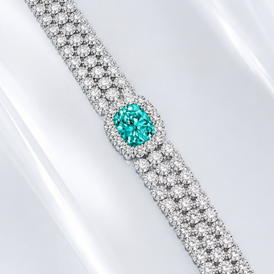 Original Design - Cushion Cut Paraiba Sapphire Bracelet