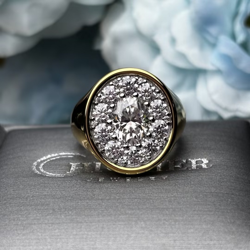 1.5ct Oval Cut White Moissanite Cocktail Ring