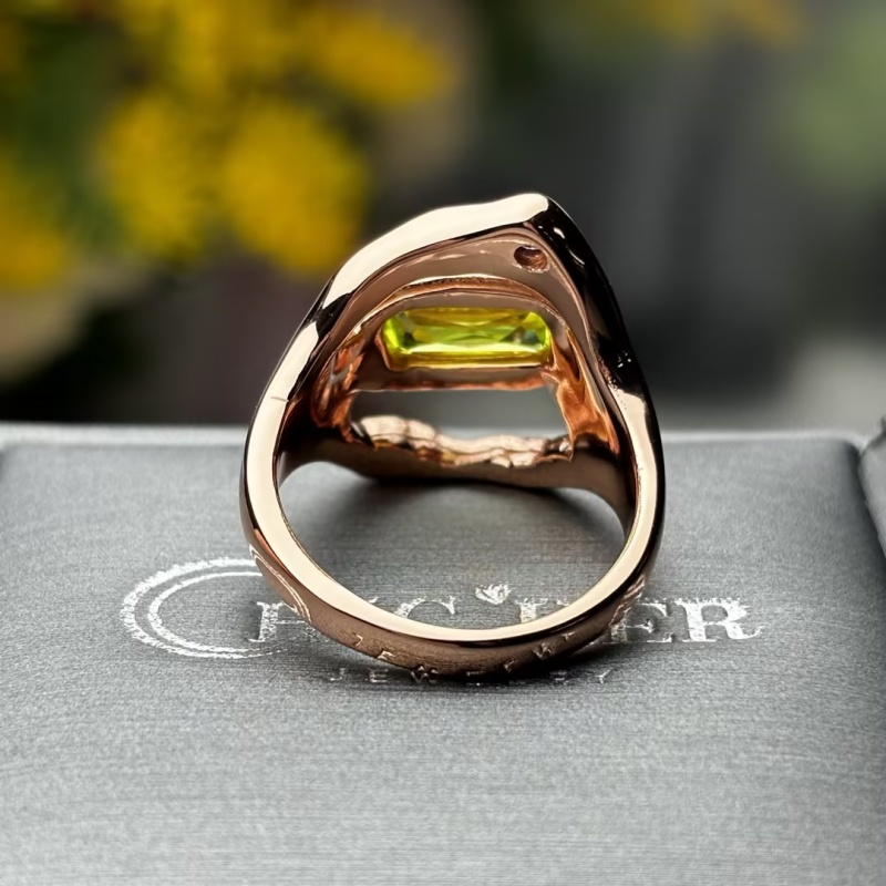 3.25ct Emerald Cut Apple Green Sapphire Multicolor Setting Cocktail Ring