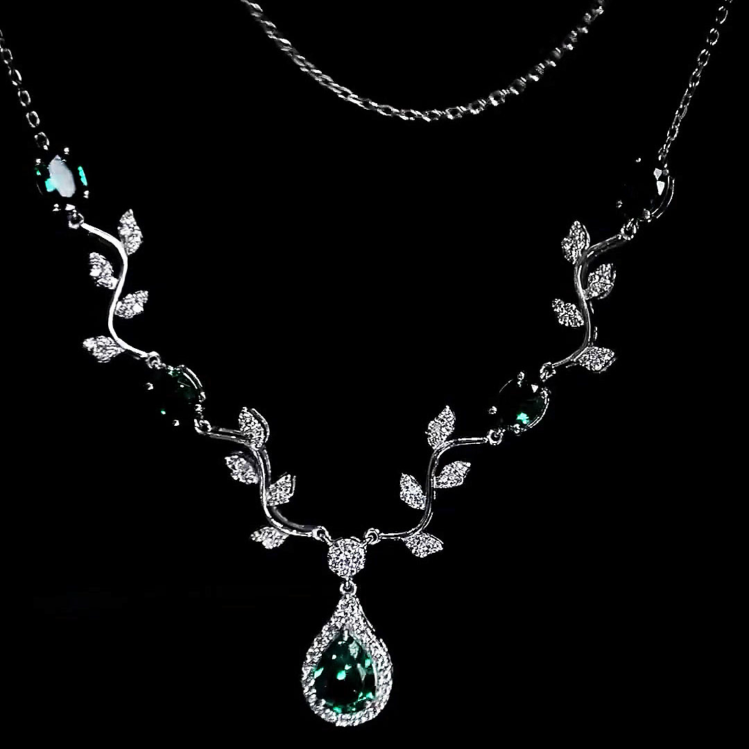 Pear Cut Emerald Cut Pendant Necklace