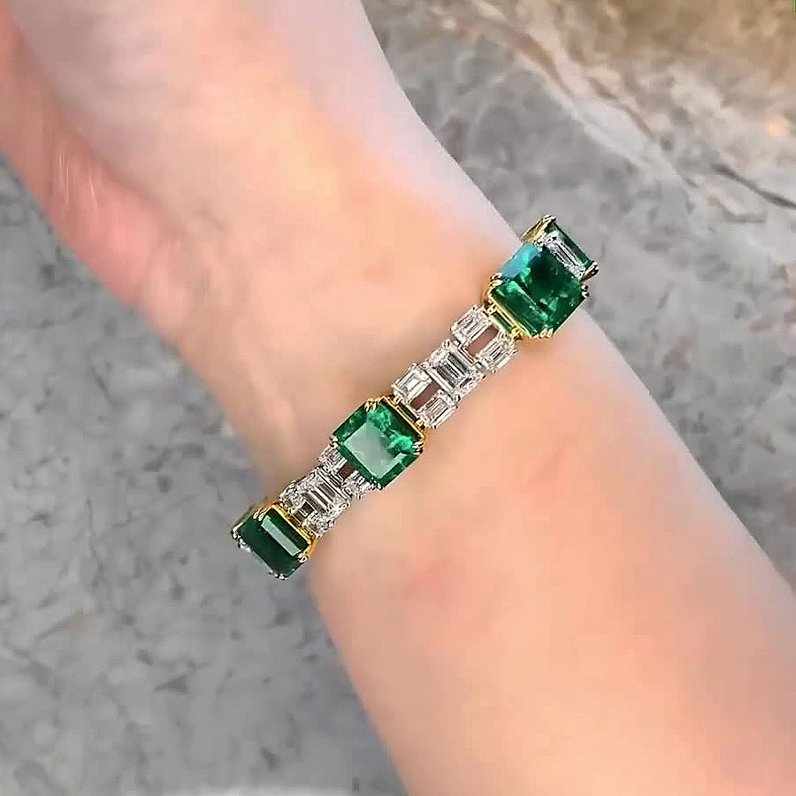Ascher Cut Emerald Sapphire Bracelet