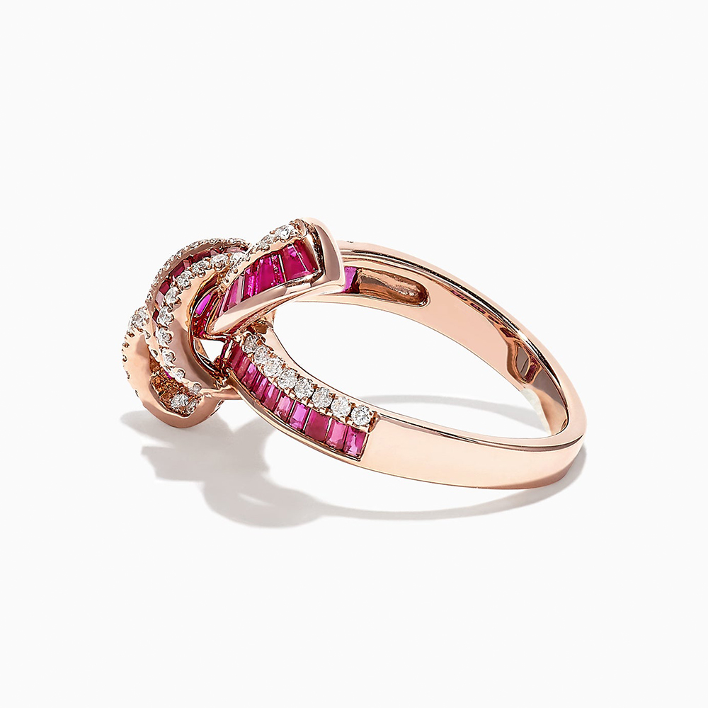 Two Tone Knot 4.15ct Ruby&White Sapphire Cocktail Ring