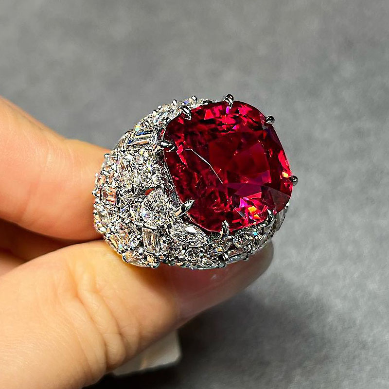 7ct Cushion Cut Ruby Sapphire Cocktail Ring