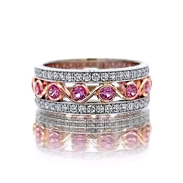 5.75ct Round Cut Pink Sapphire Eternity Ring