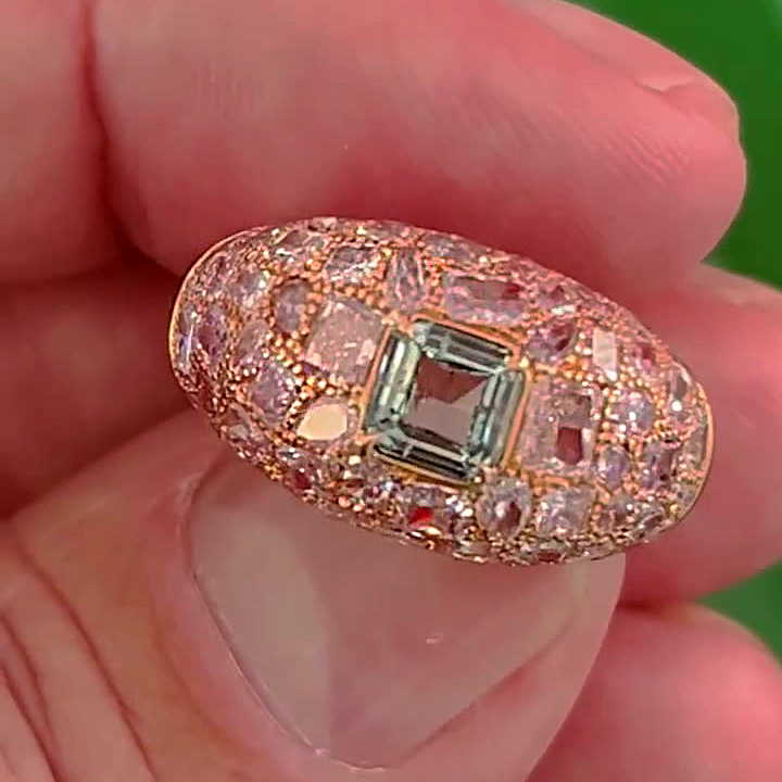 2ct Asscher Cut Aquamarine Sapphire Cocktail Ring