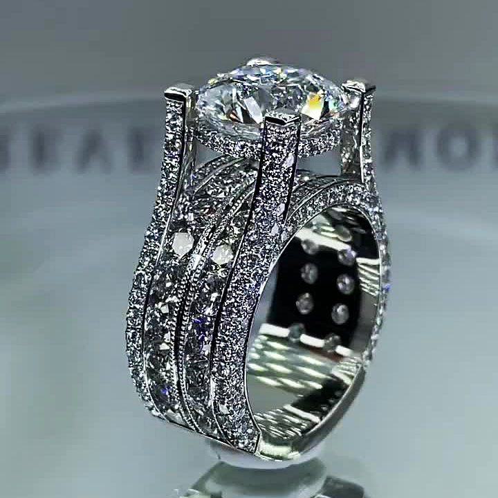 3ct Round Cut White Sapphire Engagement Ring