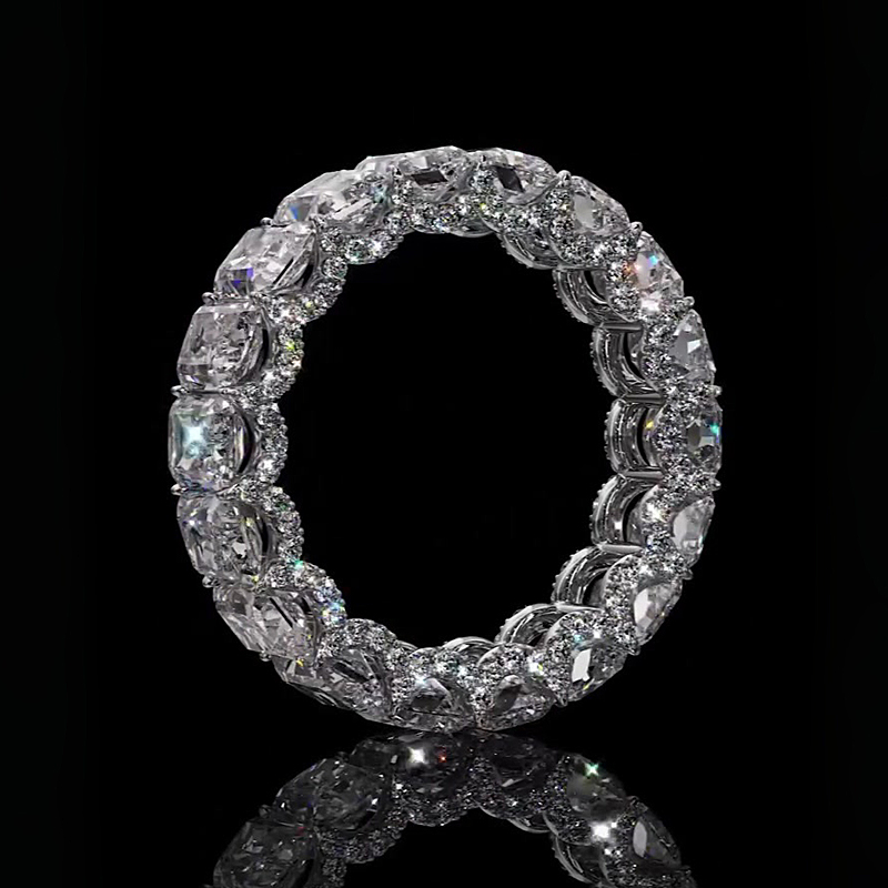 Radiant Cut Blue/Emerald/White/Yellow/Pink Sapphire Band Ring