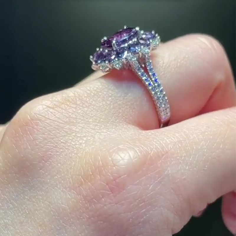 2ct Oval Cut Amethyst Sapphire Double Halo Engagement Ring