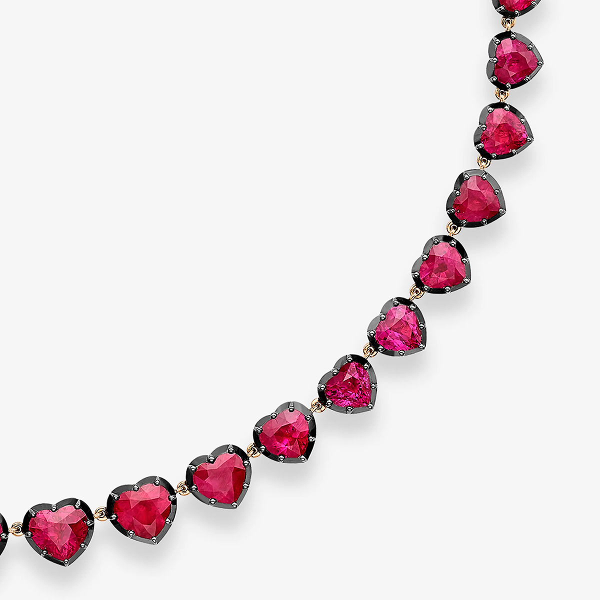 Ruby Heart Button Back Necklace