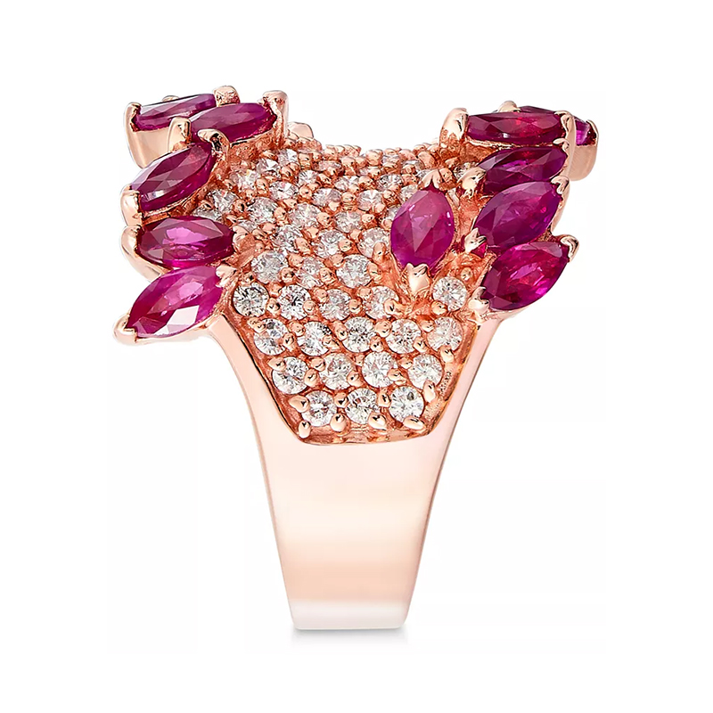 Pave Setting 4.8ct Ruby&White Sapphire Cocktail Ring