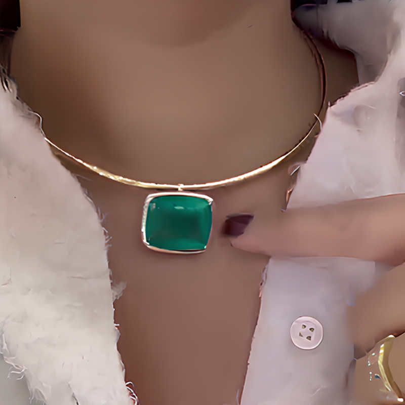 Cushion Cut Emerald Sapphire Choker Necklace
