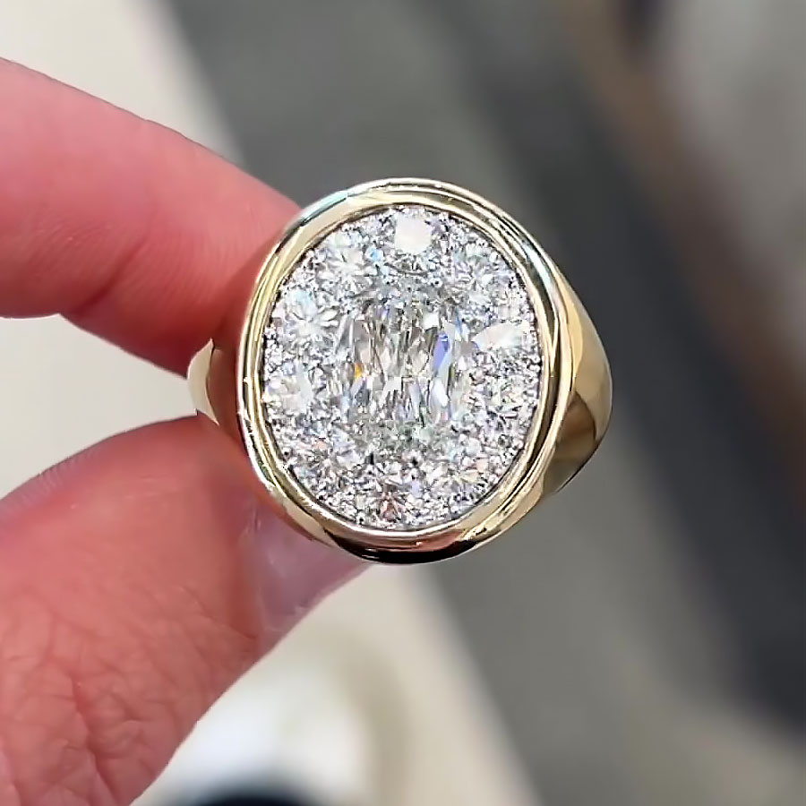 3.5ct Bezel Setting Pear Cut White Sapphire Engagement Ring