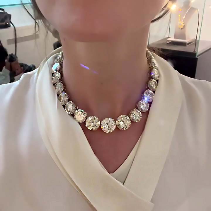 Round Cut White Sapphire Necklace