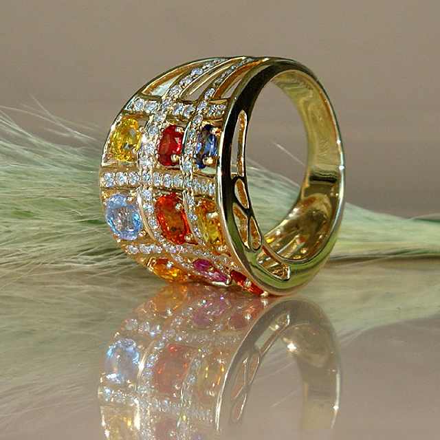 9.75ct Oval Cut Rainbow Sapphire Eternity Ring