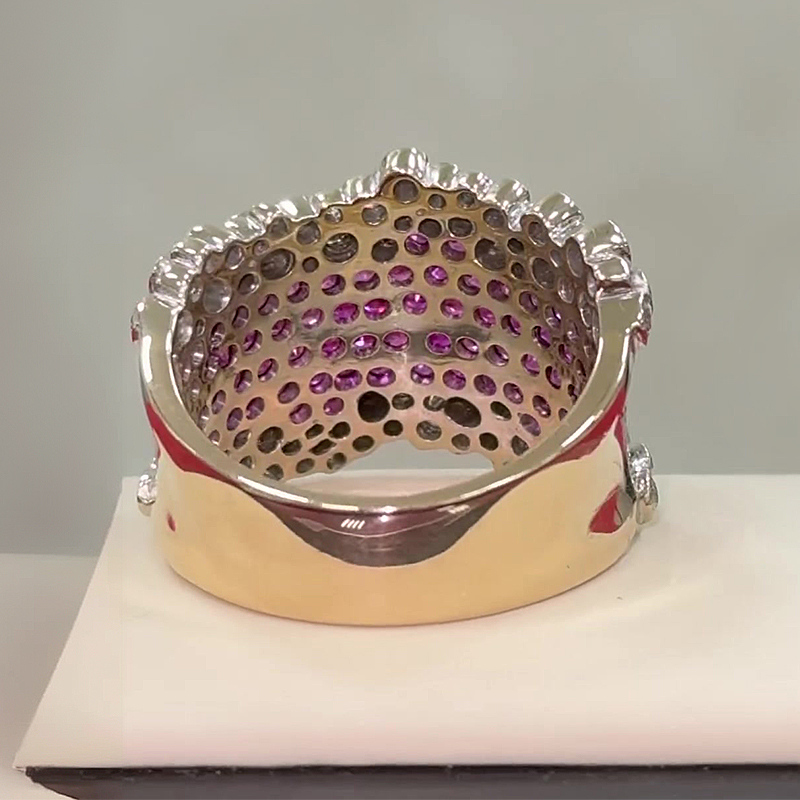 Two Tone 6.13ct Round Cut Rose&White Sapphire Wedding Band