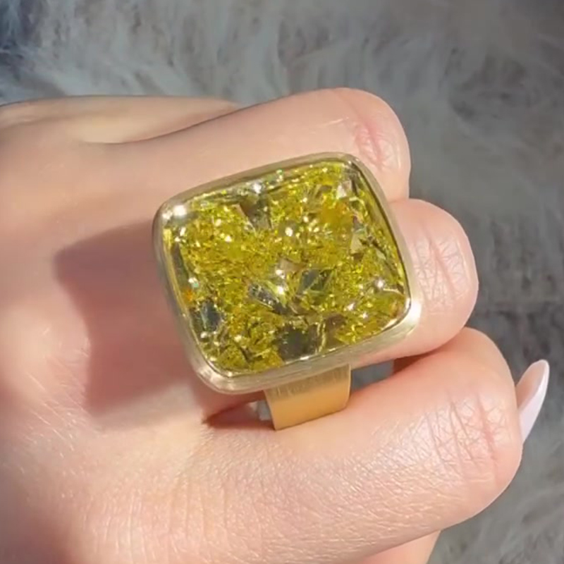 7ct Cushion Cut Yellow Sapphire Cocktail Ring