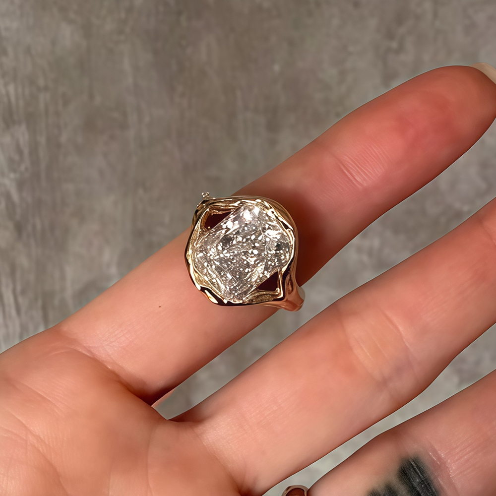 3ct Cushion Cut White Sapphire Solitaire Ring