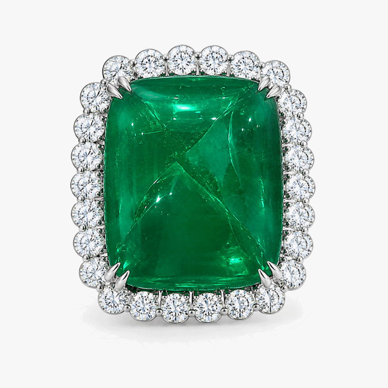 5ct Sugarloaf Cut Emerald Sapphire Halo Cocktail Ring