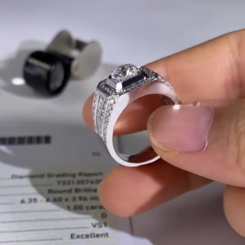 2ct Round Cut White Sapphire Men's Engagement Ring