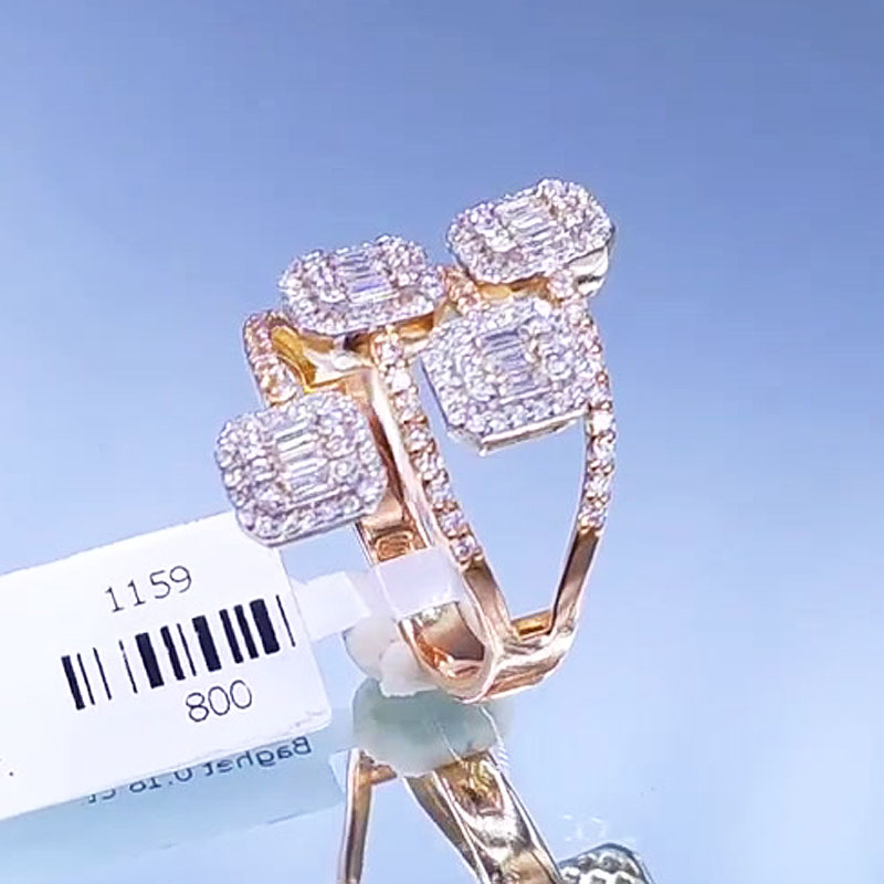 Fashion 3.45ct Baguette&Round Cut White Sapphire Wrap Cuff Ring