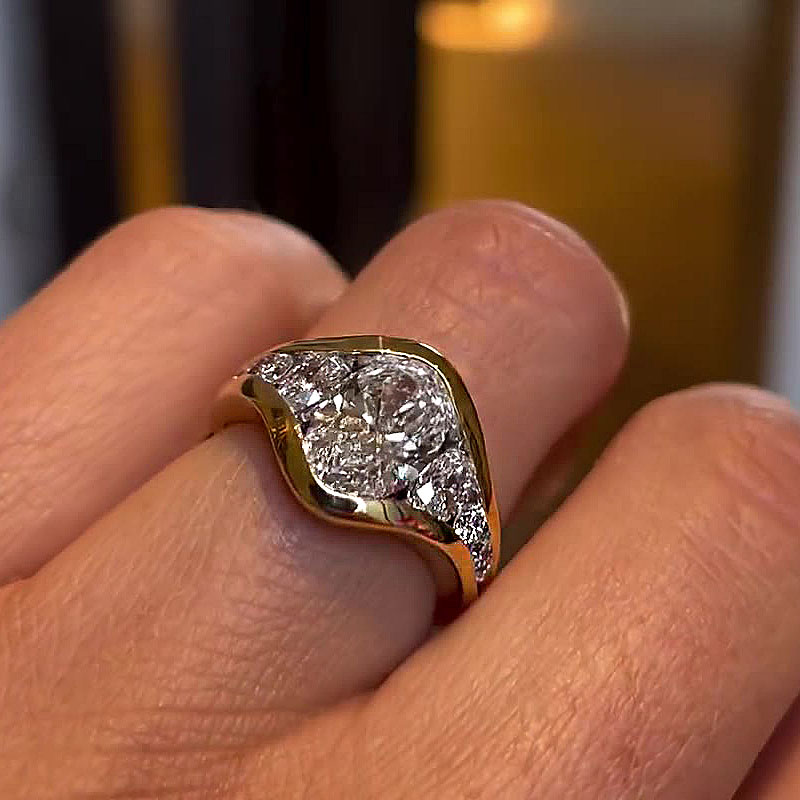 4ct Oval Cut White Sapphire Engagement Ring