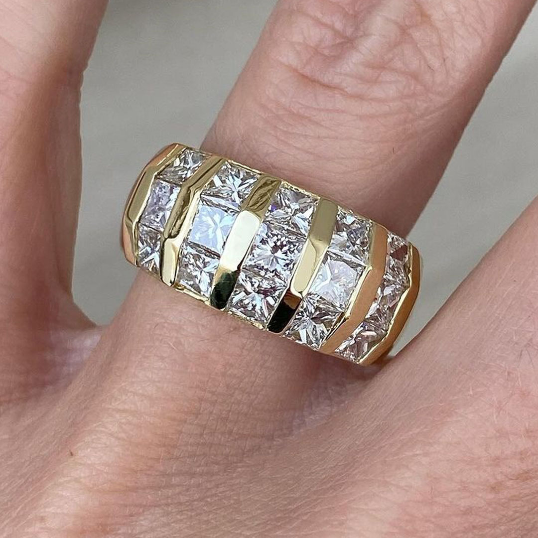 3.75ct Princess Cut White Sapphire Channel Setting Vintage Ring