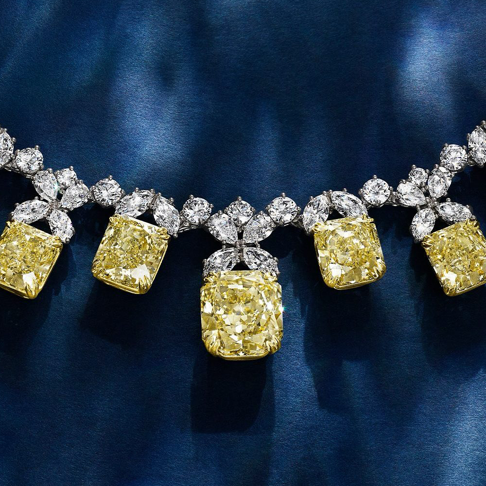 Multi-Cut Yellow & White Sapphire Necklace