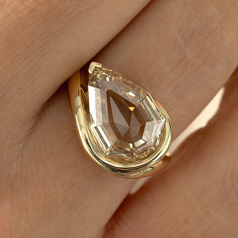 5ct Pear Cut Colored Diamond Solitaire Ring