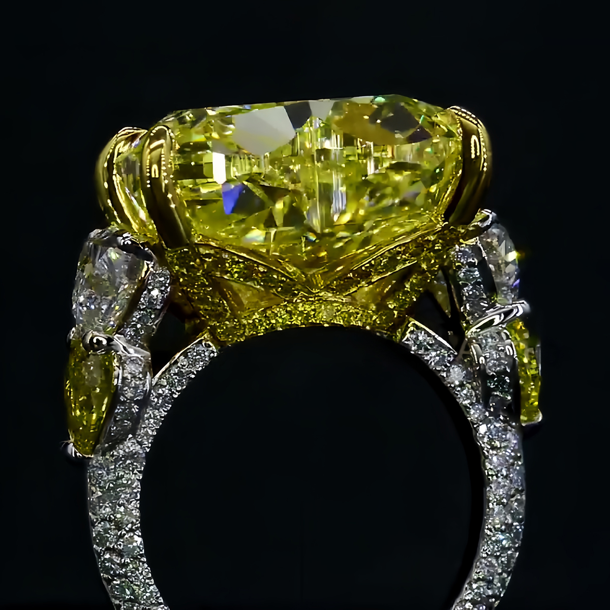 4ct Heart Cut Yellow Sapphire Full Diamond Ring