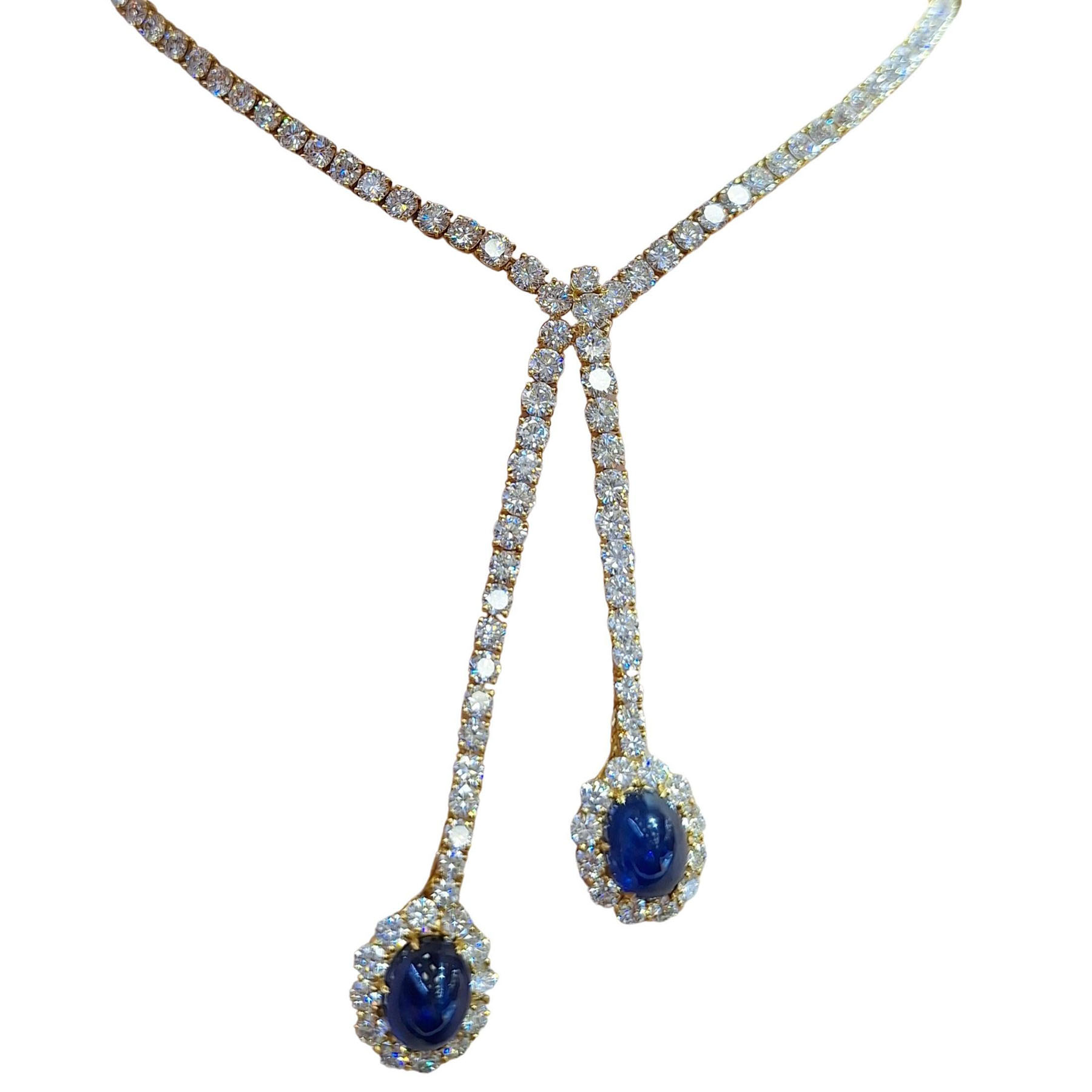 Oval Cut Blue Sapphire & Diamond Necklace