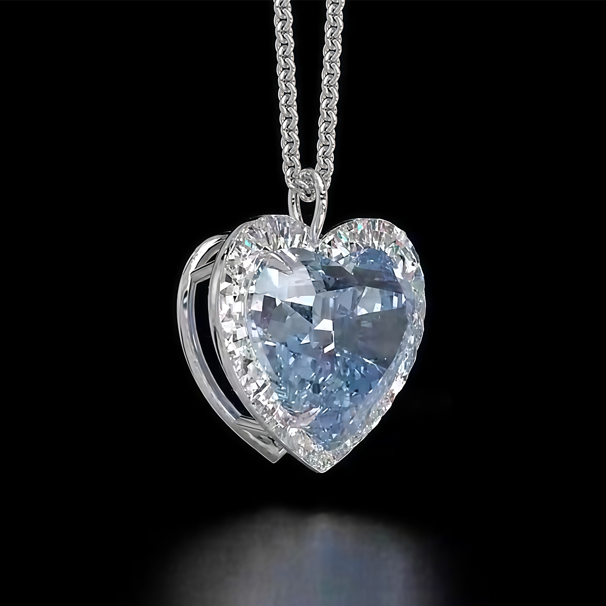 Heart Cut Aquamarine Pendant Necklace