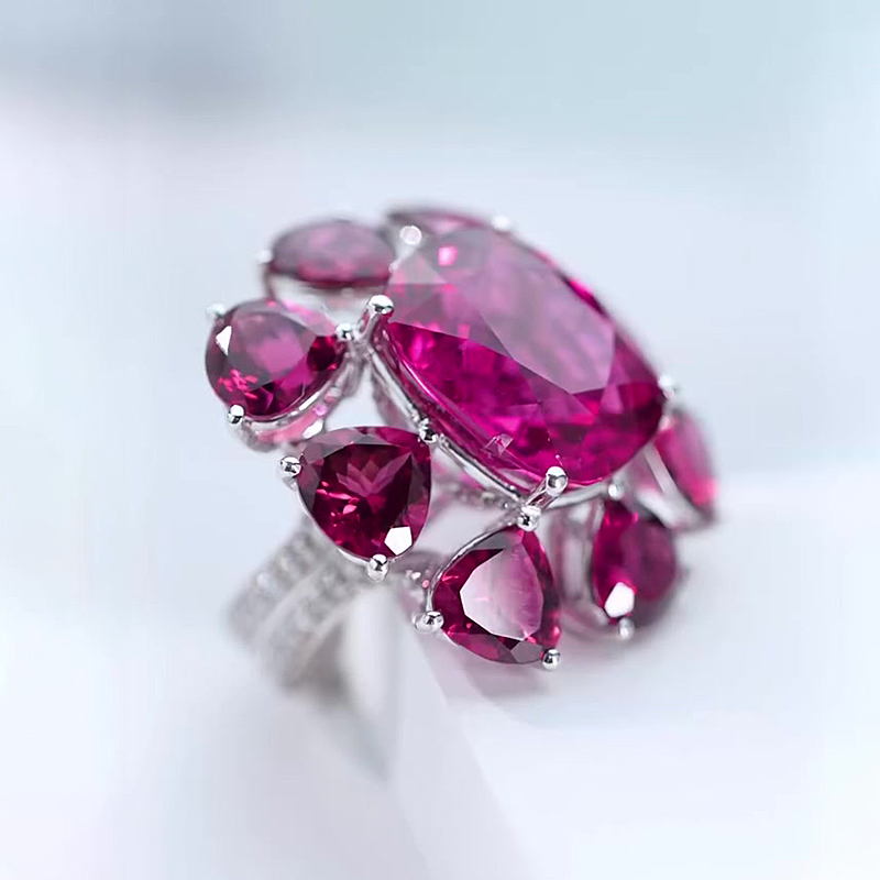 2.8ct Cushion Cut Ruby Floral Engagement Ring