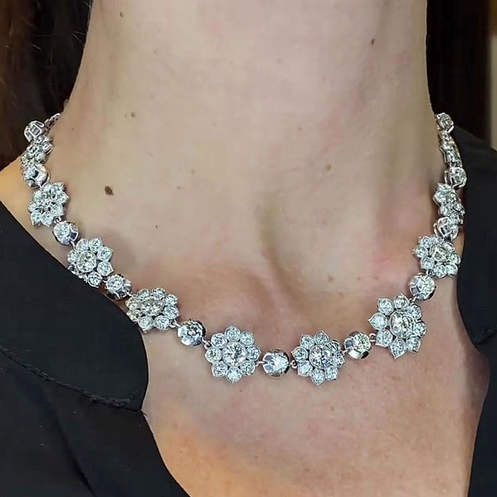 Art Deco Round Cut White Sapphire Necklace