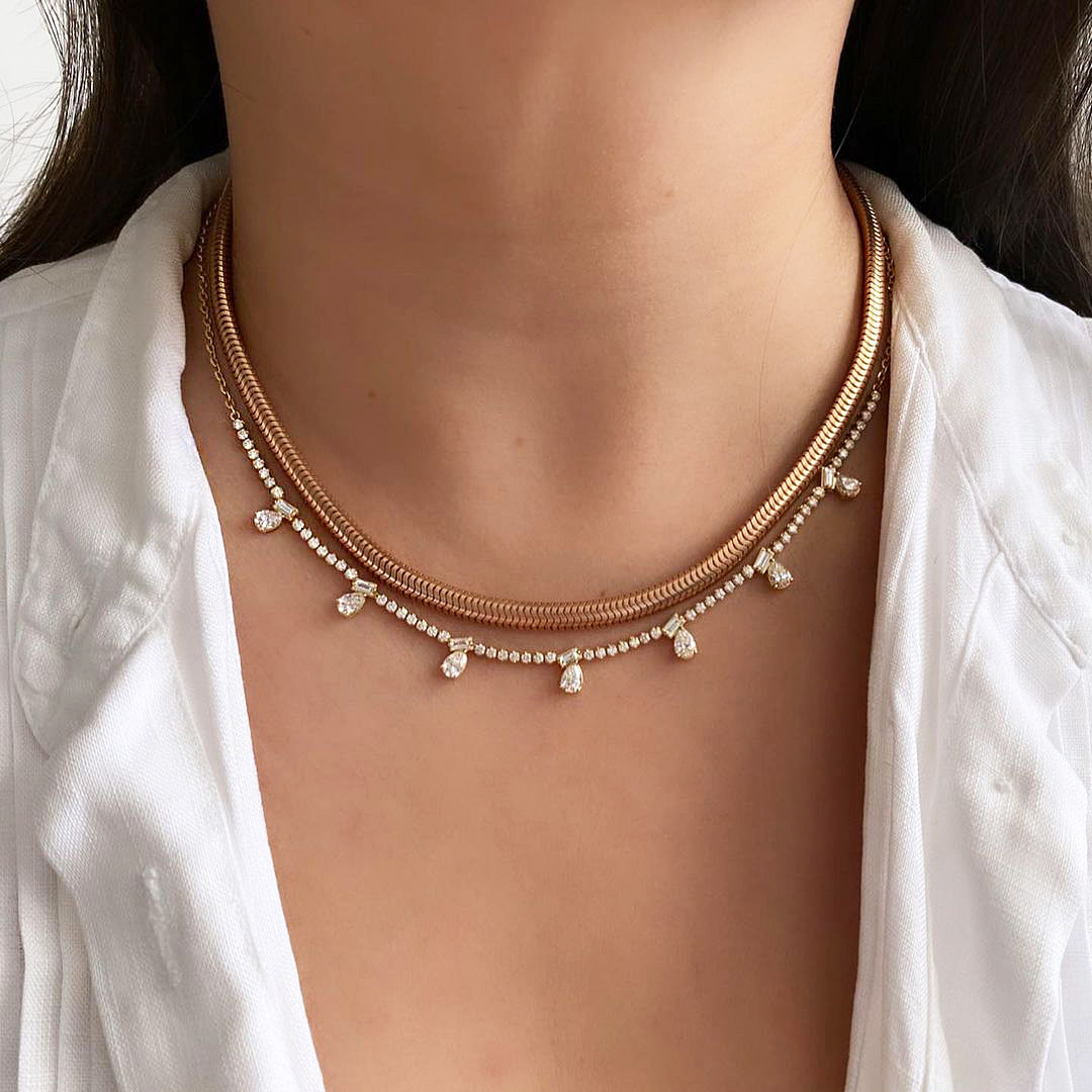 Irregular Cut White Sapphire Necklace