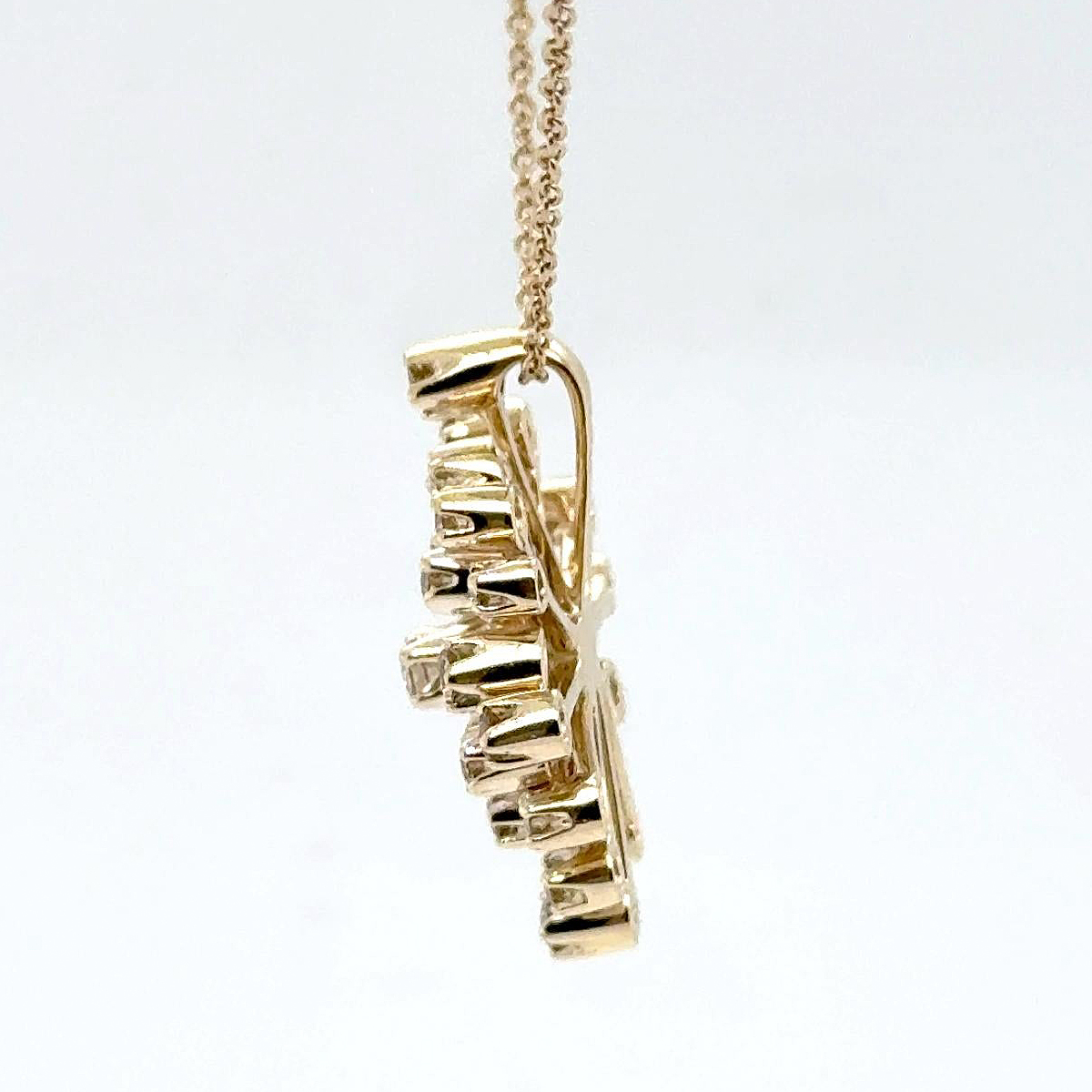 Round Cut White Sapphire Snowflake Pendant Necklace