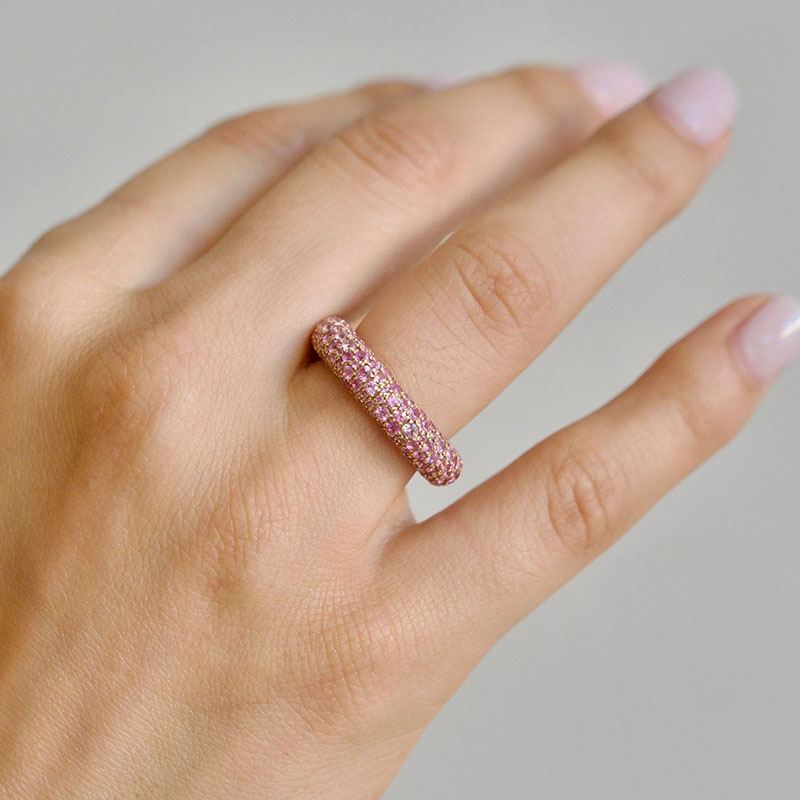 4.35ct Round Cut Pink Sapphire Eternity Ring
