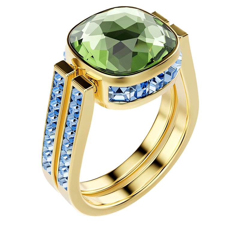 1.25ct Cushion Cut Apple Green & Pink Sapphire Reversible Cocktail Ring